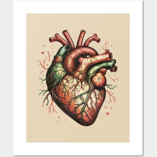 Human heart, Vintage anatomy style, human heart, anatomy art, student, doctor, medical Posters and Art